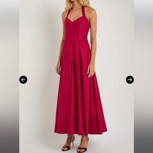 Alice + Olivia Isabelle Halter Tie Fit & Flare